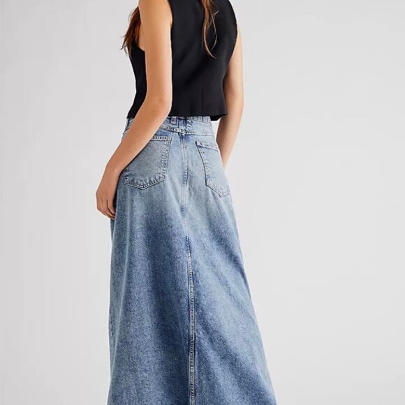We The Free Come As You Are Denim Maxi Skirt Size 14 - Picture 5 of 7